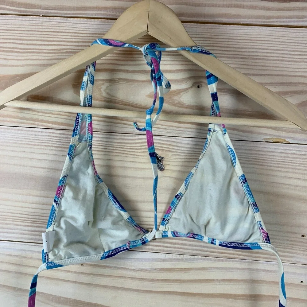 Vtg L*Space Swim Bikini Top Large Retro Swirls USA Made Hippie‎ Y2K